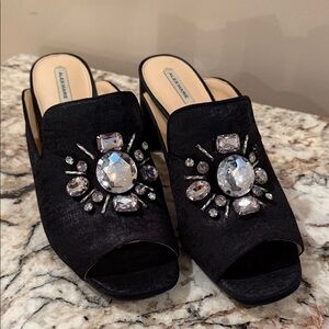 Alex Marie Black Crystal Embellished Mules